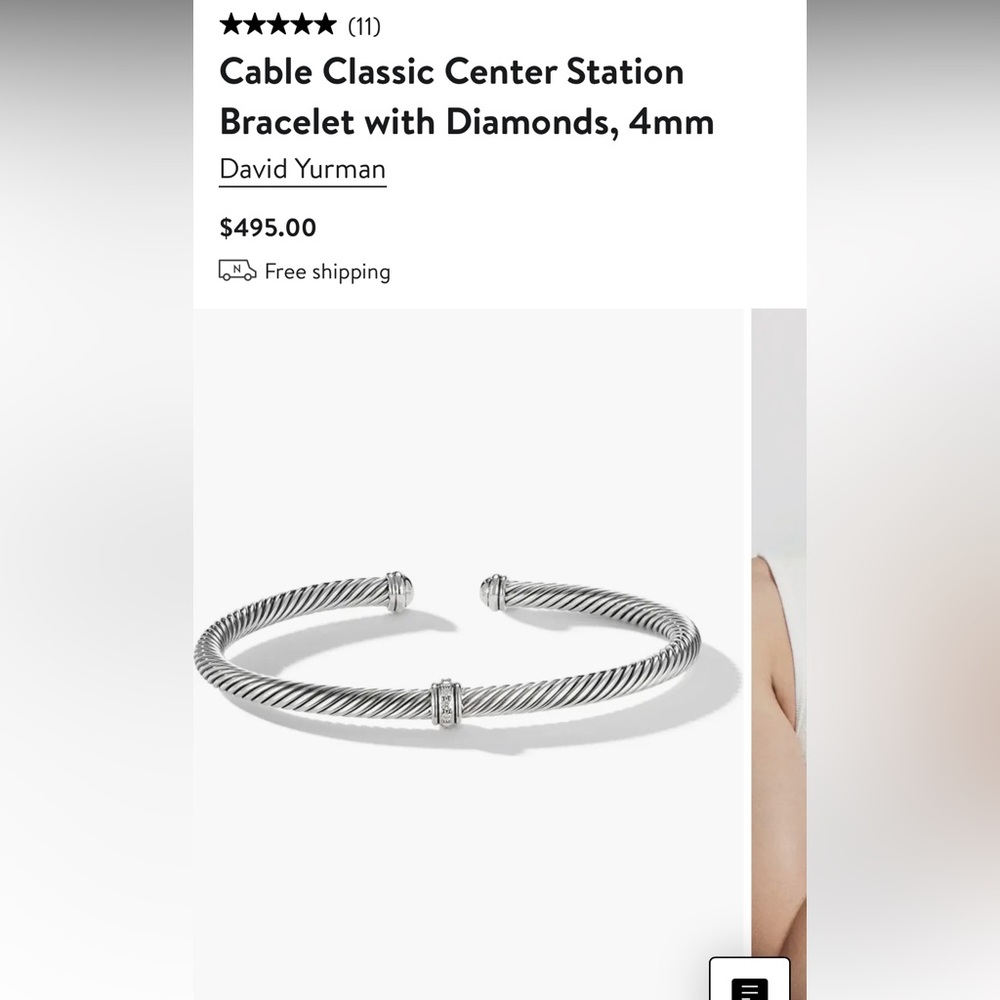 David Yurman Cable Classic Center Station Bracelet with Diamonds, 4mm